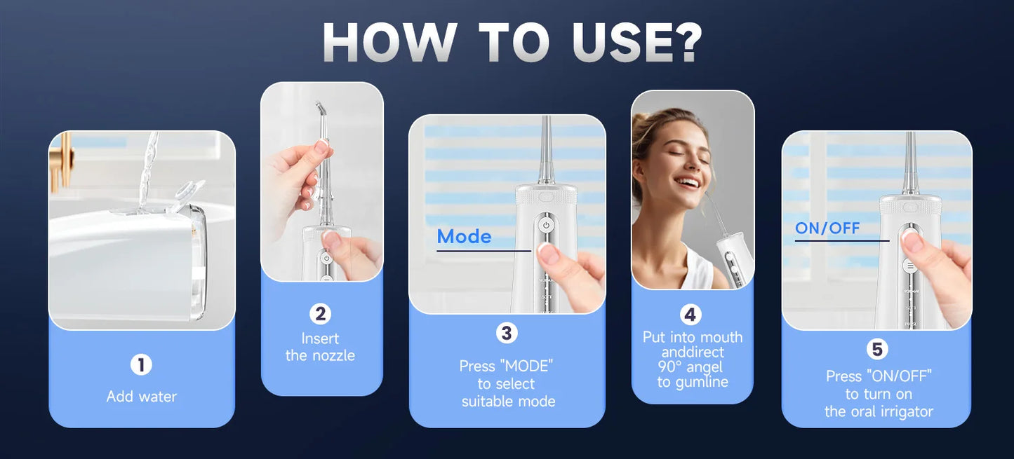 Cordless Water Flosser With 4 Jet Tips 4 Modes 260ML Portable Rechargeable Oral Water Floss IPX7 Waterproof for Gums Care