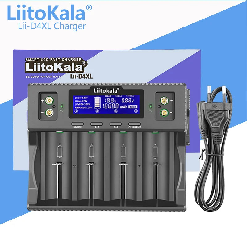 LiitoKala Lii-D4XL Lii-M4 Lii-M4S Lii-402 Lii-202 Lii-S2 3.7V/18650 18350 26650 14500 16340 NiMH Lithium Battery Smart Charger