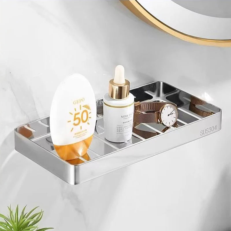 304 Stainless Steel Bathroom Shelf Wall Mounted Soap Sponge Organizer Box Holder Shower Gel Shampoo Storage Rack Accessories