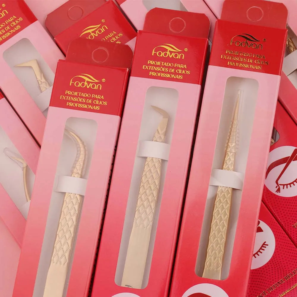 FADVAN High-precision Fiber Tip Tweezer for Eyelash Extensions Stainless Steel Antistatic Straight Tools with Boxed