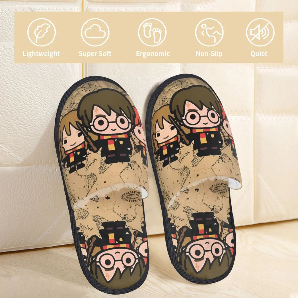 Winter House Cotton Slippers Harrys Potters Magic School Accessories Household Fur Slides Slippers Indoor Cozy Anti Slip Slides