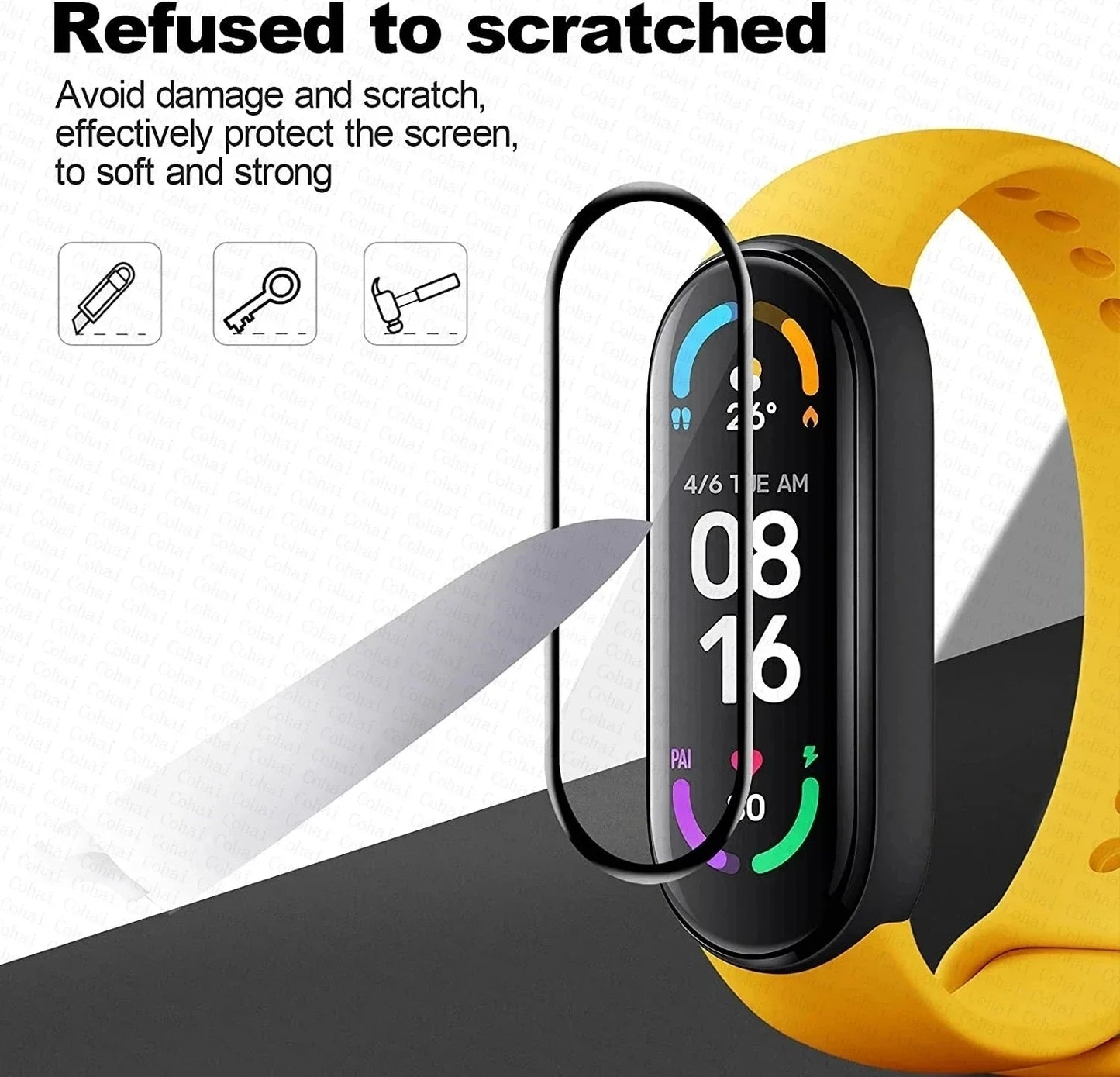 10D Film Glass for Xiaomi Mi Band 9 8 7 6 Screen Protector Miband 6 5 Smart Watchband Full Protective Cover Case Strap Bracelet