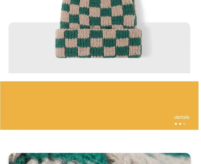 Winter Hats for Woman New Men Beanie Knitted Hat Girl Black White Check Plaid Chess Beanie Gorros Warm Bonnet Ladies Casual Cap