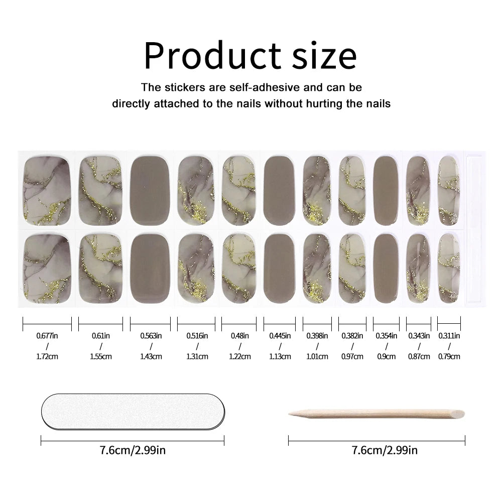 UV FREE Fully Cured Gel Nail Strips 16/22 Tips Self Adhesive Gel Nail Stickers DIY Nail Art Manicure DON'T NEED UV LAMP