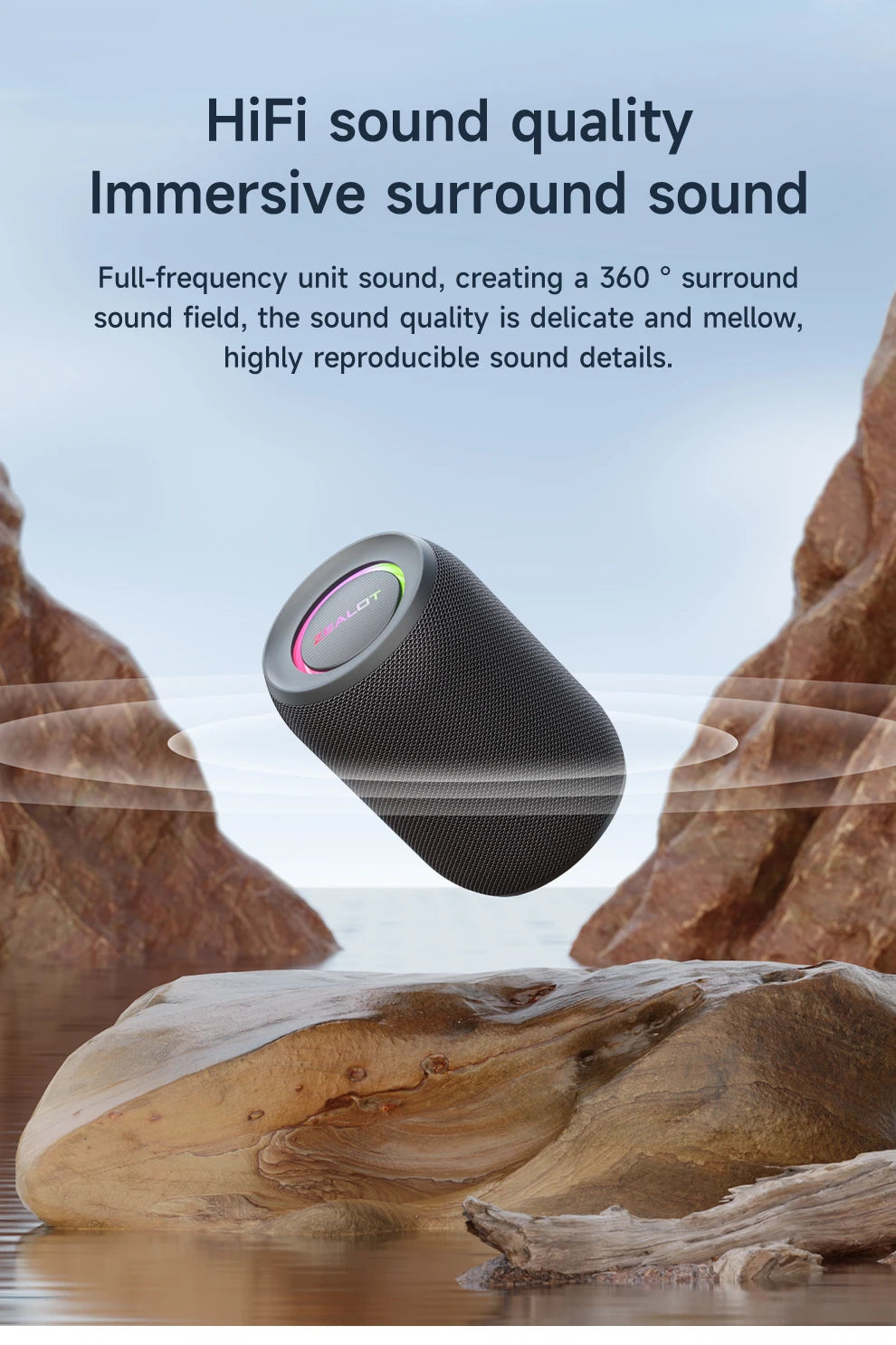 ZEALOT-S32PRO Powerful Bluetooth Speaker, Bass Wireless, LED Light, Outdoor Speakers, Subwoofer, Waterproof Sound Box Support