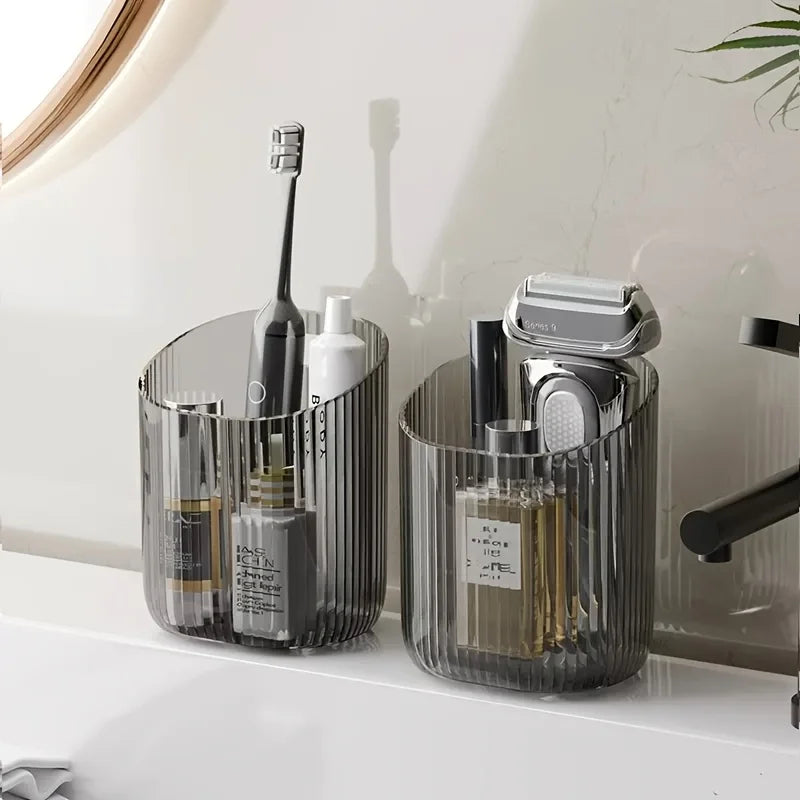 1pc Wall-Mounted Organizer Cup Multi-Functional Bathroom Kitchen Storage Toothbrush Holder Space-Saving Bathroom Accessories