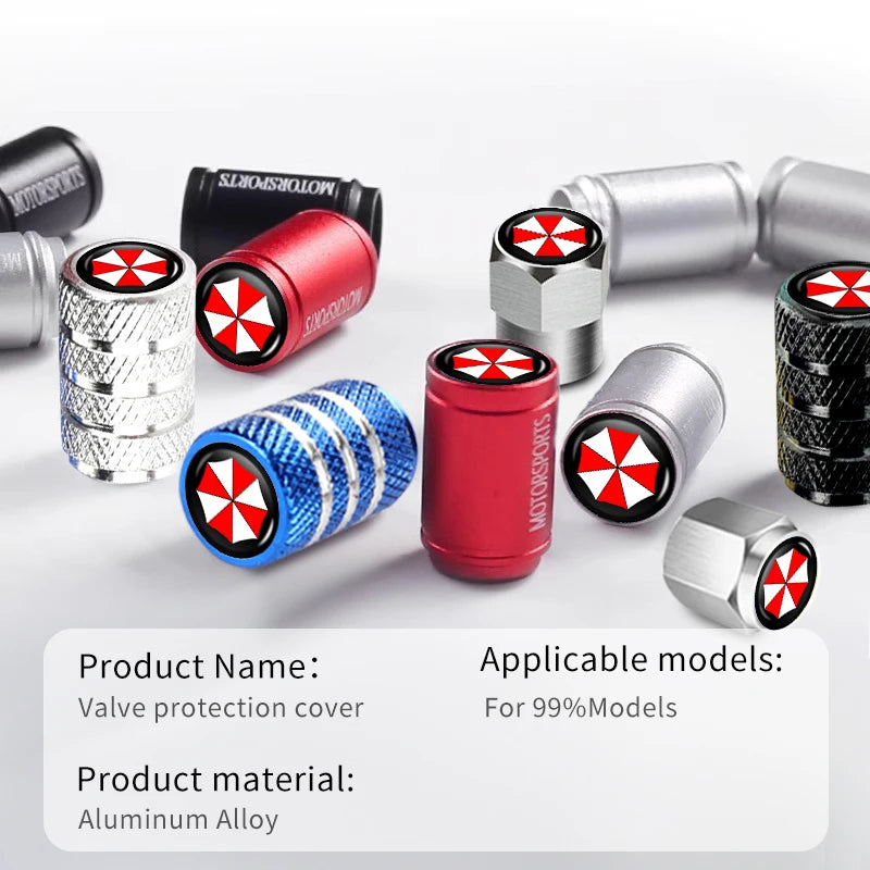 4Pcs Car Tire Valve Stems Cap Aluminum Tyre Wheel Stem Air Valve Cover Airdust For Umbrella