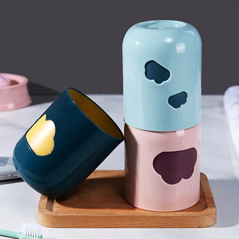 Cloud Pattern Toothbrush Cup Big Mouth Couples Cups Plastic Wash Tooth Mug Bathroom Supplies Household Daily Tools
