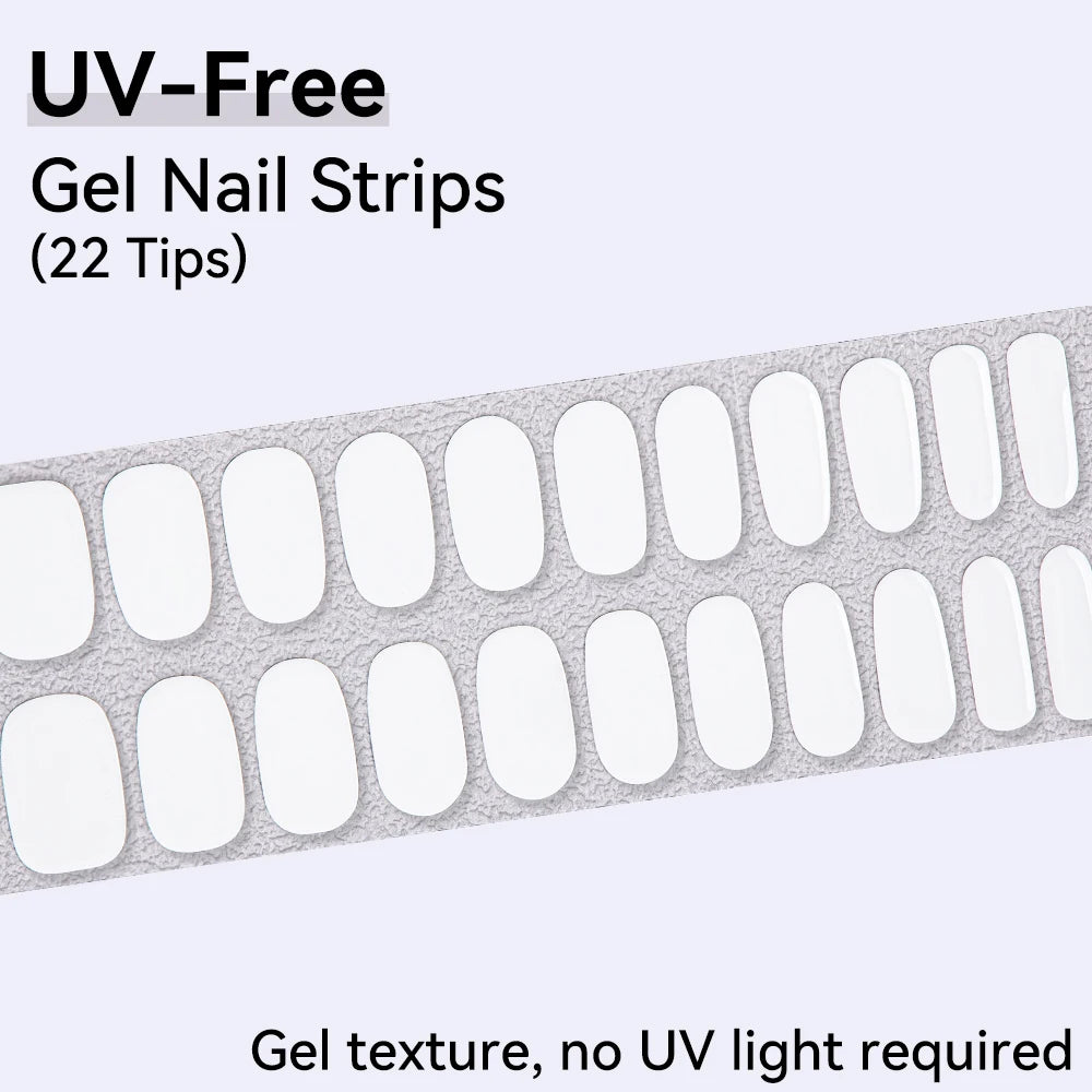 UV FREE Fully Cured Gel Nail Strips 16/22 Tips Self Adhesive Gel Nail Stickers DIY Nail Art Manicure DON'T NEED UV LAMP