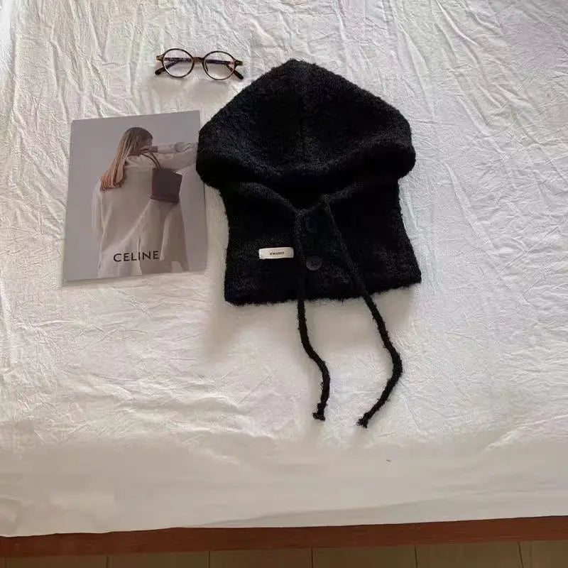 Luxury Winter Knitted Balaclava 1pcs Thicken Hat Neckerchief Winter Accessories Hooded Hat Ear Protection Scarf Cap Cold Weather