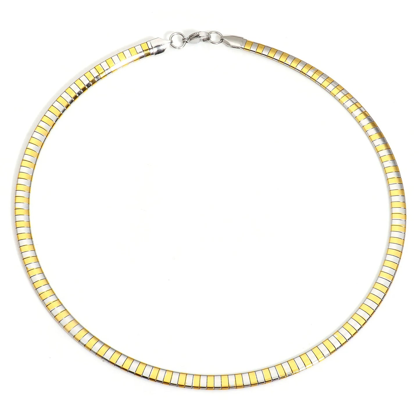 1 Piece 304 Stainless Steel  Chain Collar Neck Ring Necklace For Women Men Golden/Silvery Punk Jewelry 45cm(17 6/8") Long