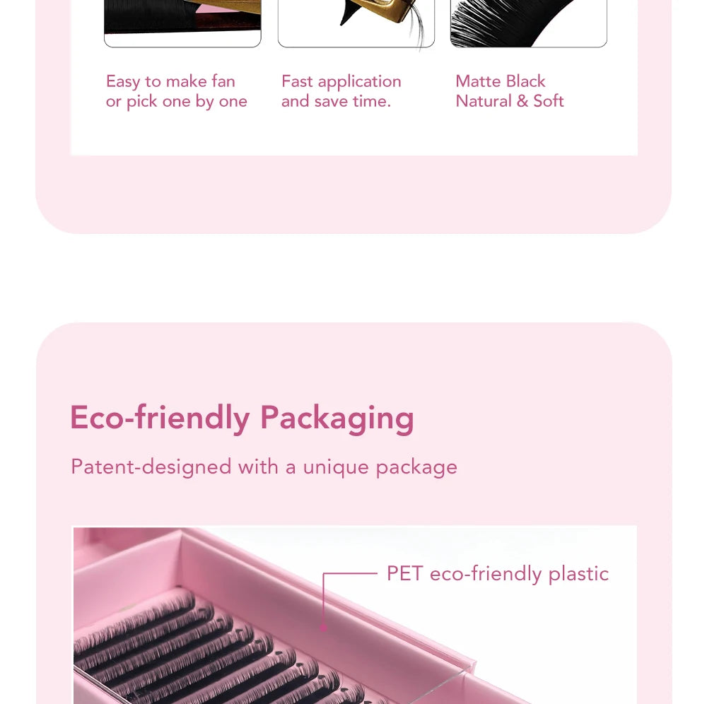 DIYDAY Easy Fan Volume Eyelash Extensions Wholesale C D Curve Easy Blooming PBT Mink Eyelashes Camellia False Lashes Supplies