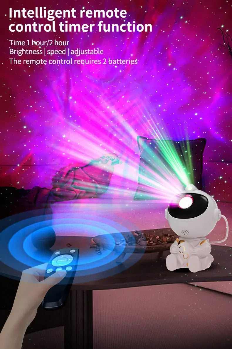 Remote Control Astronaut Galaxy Projector Night Light 360° Rotatable Nebula Star Lamp for Kids Bedroom Party Ceiling Decor