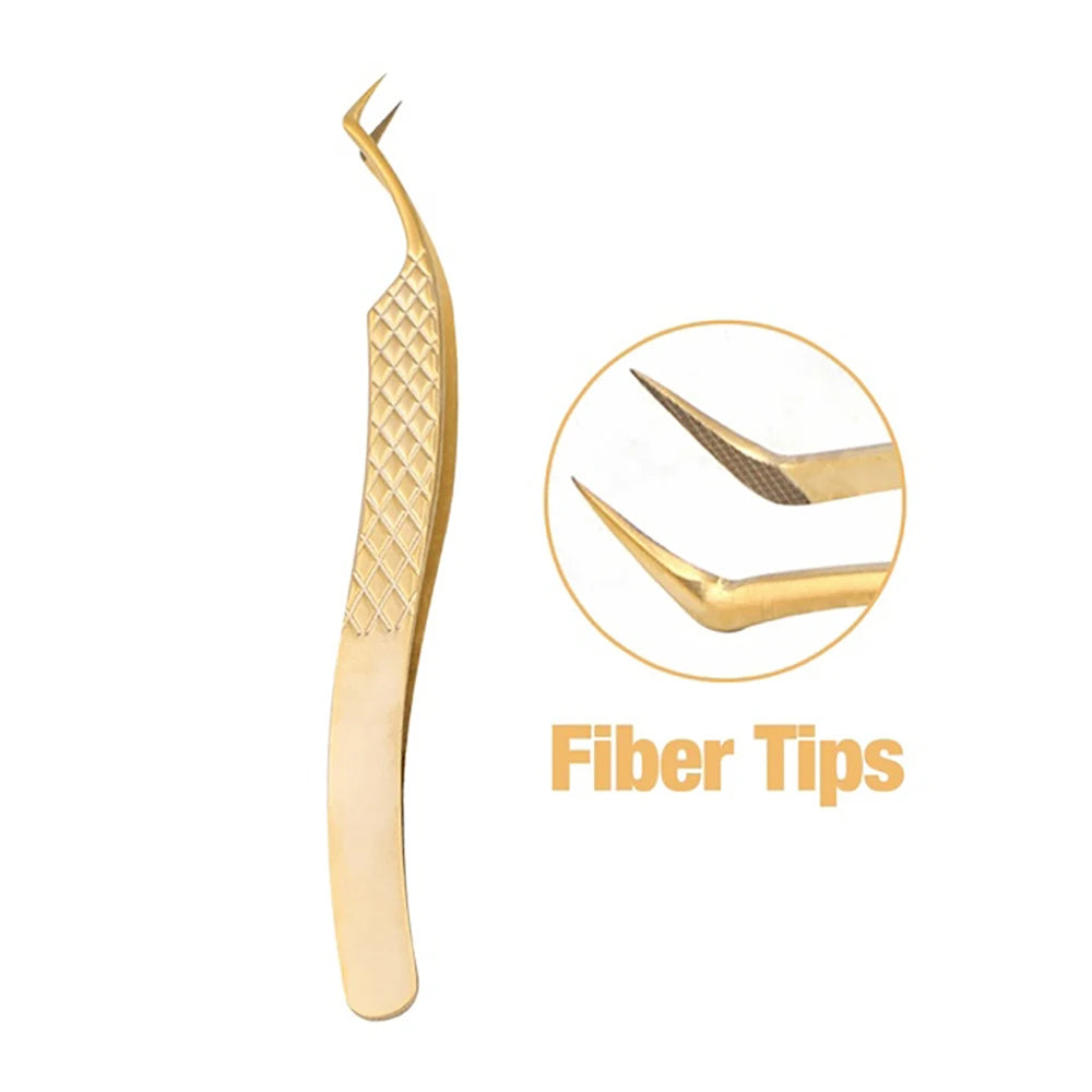 Fadvan Tweezers for Lashes Extension Fiber Tips Stainless Steel Makeup Tweezers Anti-static Free Print Your Logo