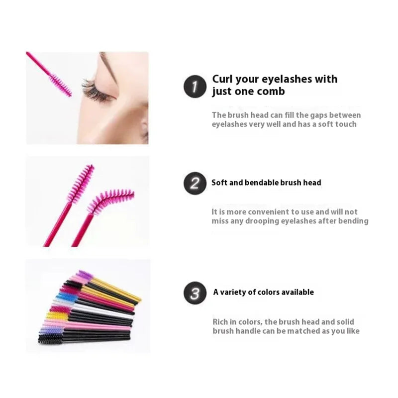 50pcs Eyelash Brushes Reusable Mascara Wands Applicator Spoolers for False EyeLashes Extension Women Lashes Cosmetic Supplies