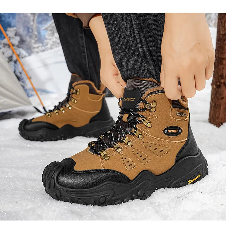 Autumn and Winter Men's Outdoor Sports and Travel Fleece-Lined Warm Snow Boots, Christmas Gifts, Birthday Gifts, Halloween Gifts