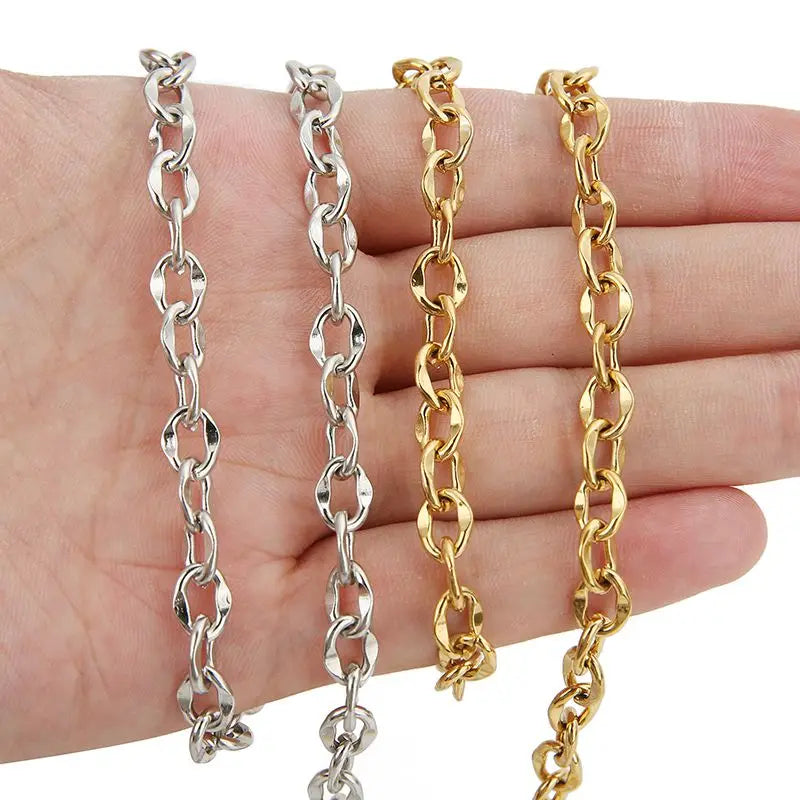 1 Meter Stainless Steel Large Heavy Chunky Hip Hop Punk Link Gold Color Chains DIY Jewelry Materials Handmade Necklace Bracelets