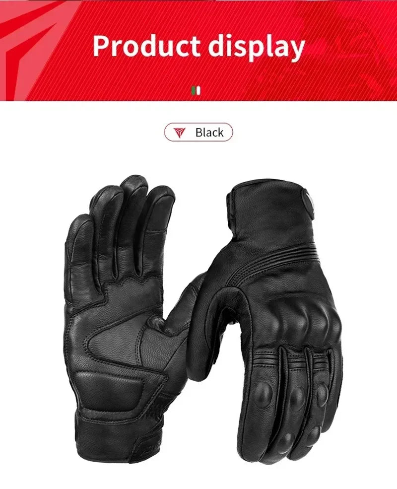 Motowolf Winter Motorcycle Bike Warmer Gloves Windproof Thermal Touch Screen for Men Women Genuine Leather Riding Accessories