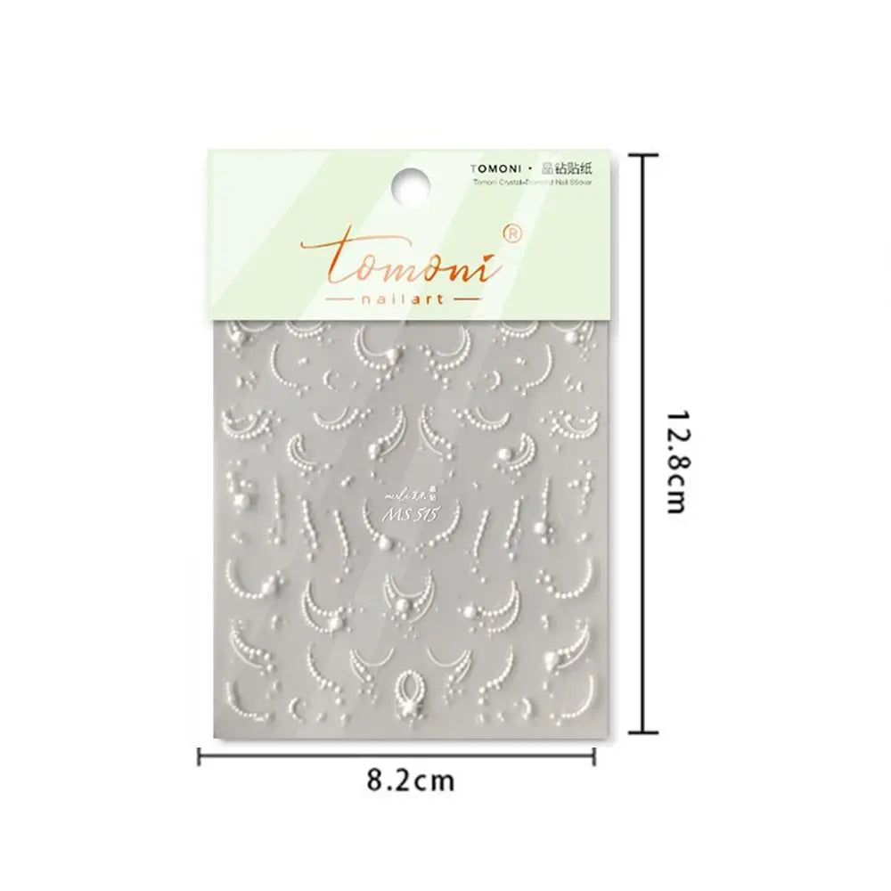 French Tips Nail Stickers 3D Pearl Lines Sliders Decals Manicure Adhesive Gel Nail Art Decorations