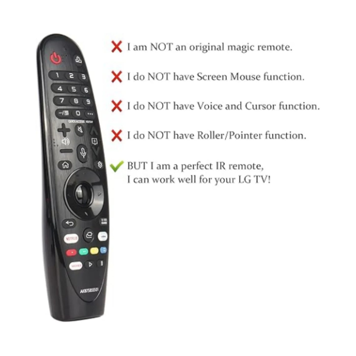 (No voice no  mouse function)IR AKB75855501 MR20GA Replaced Remote for 2020 LG Smart TV OLED, Nano Cell and 4K UHD Models