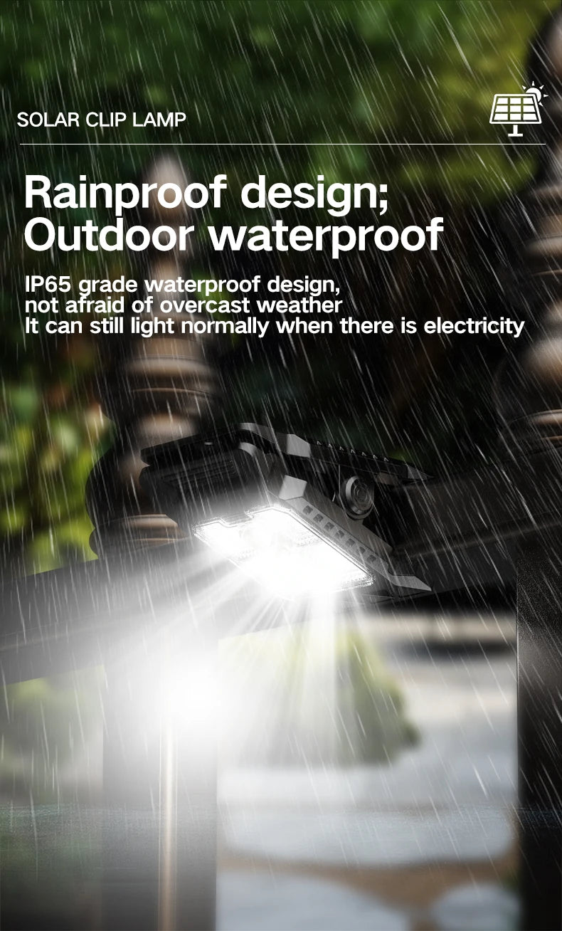 Outdoor Solar Light Clamp On Motion Sensor Lights Waterproof Work Light 3 Light Modes Camping Lamp Fence Walls Garage Led Lamps