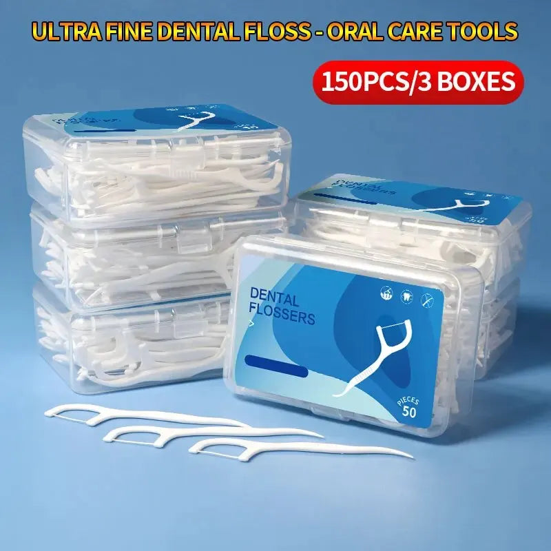 150pcs Dental Floss Plastic Toothpicks-Disposable Cleaning between Teeth-Separate Box-Oral Care