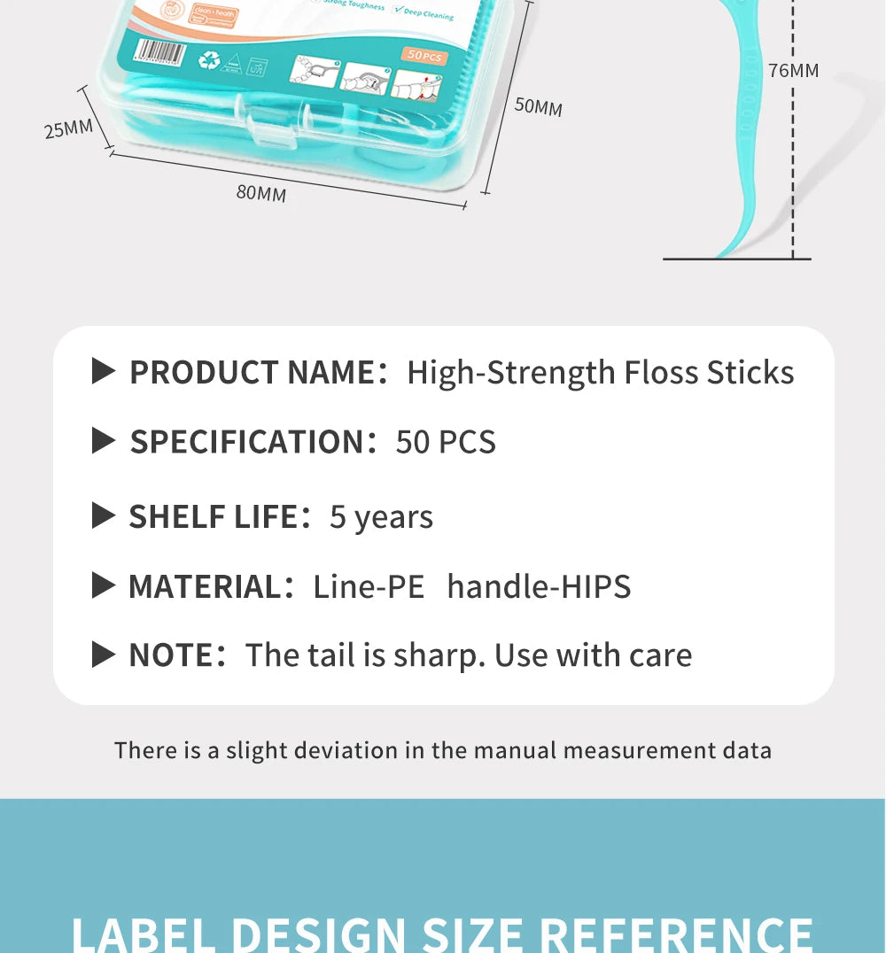 Kingubznis-Dental Floss, Plastic Toothpicks with Threads, Soft Dental Flosser, Elastic Silk with Sticks, Ultrathin, 50Pcs