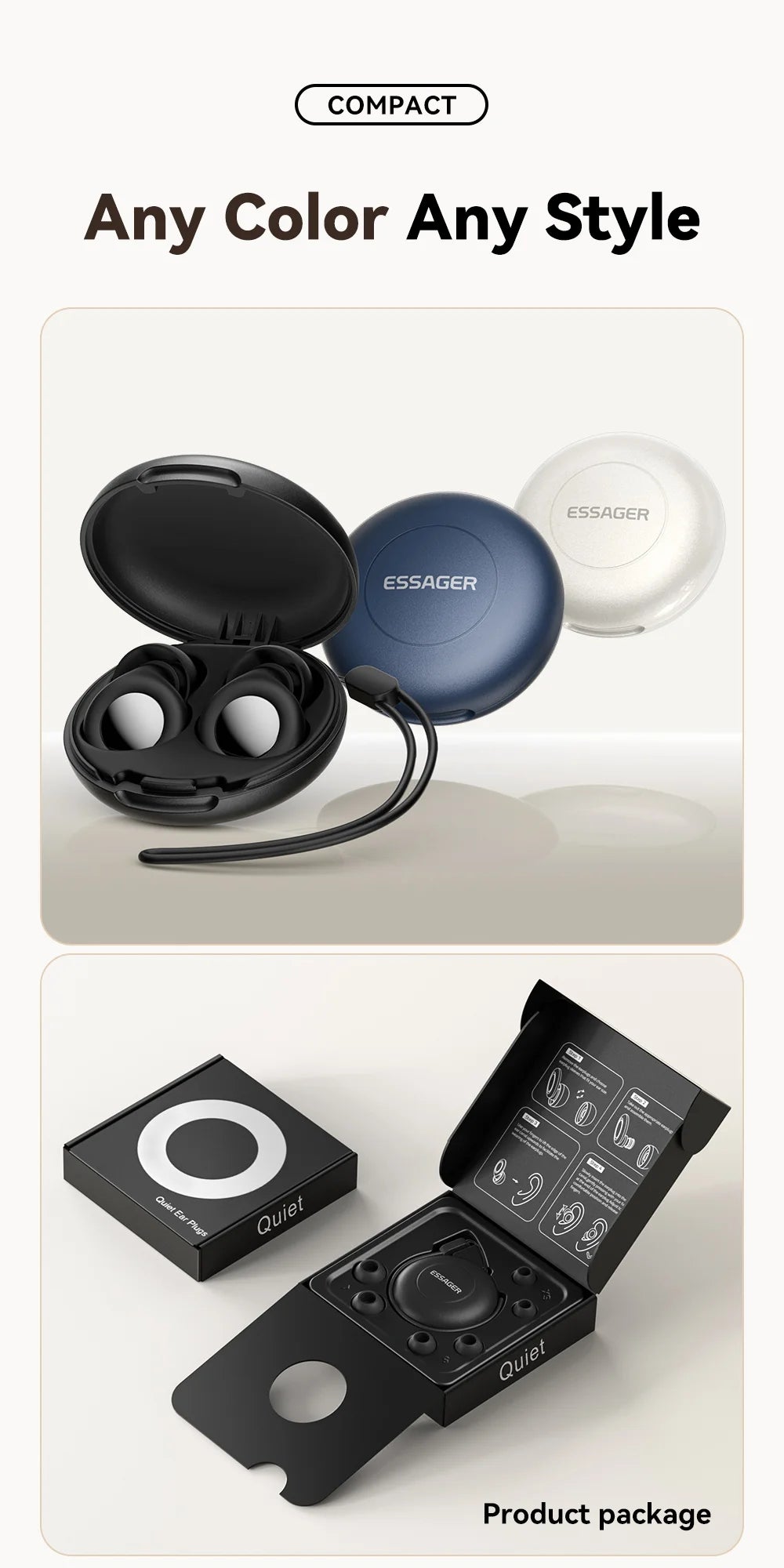 ESSAGER Noise Cancelling Ear Plugs for Sleeping Soft Silicone Sleep Earplugs Noise Reduction Earbuds for Sleep Work Study Travel