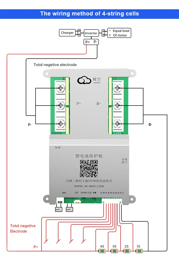 JK BMS 100A Jikong BMS JK-B1A8S10P Smart BMS 8S 24V Active Balance 1A BMS for LiFePO4 Lithium Ion Battery BMS RS485 CAN App BT
