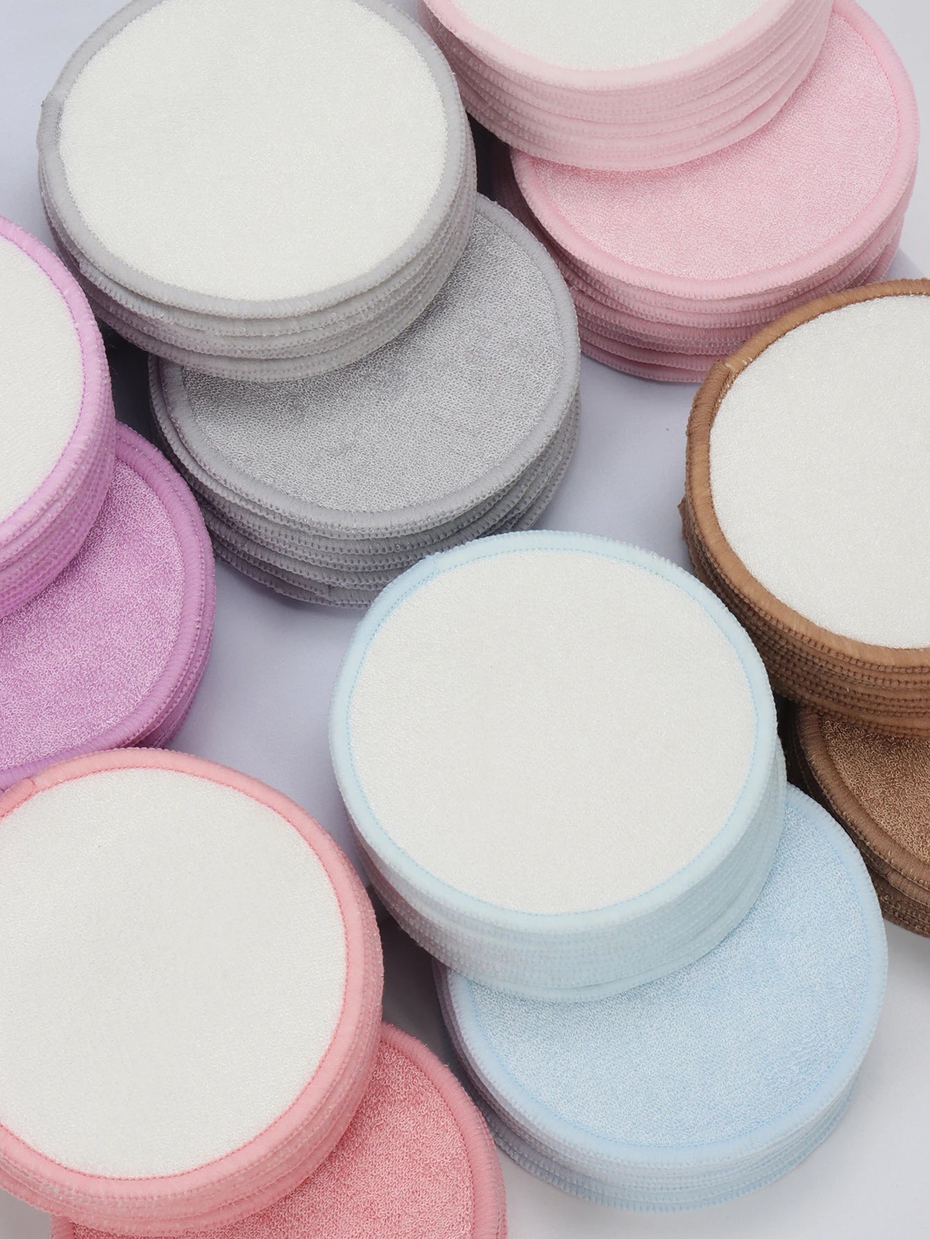 Double Round Makeup Remover Pads 20Pcs + Cleaning Mesh Bag, Machine Washable, Reusable, Suitable for All Skin Types