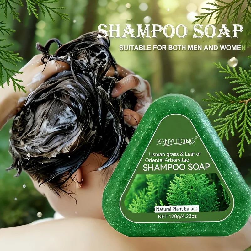 Usman Grass & Platycladus Shampoo Bar For Hair Growth Natural Herbal Soap For Hair Loss Controls Oil Strengthens Roots Shampoo