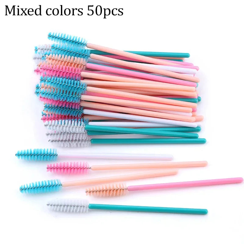 50pcs Eyelash Brushes Reusable Mascara Wands Applicator Spoolers for False EyeLashes Extension Women Lashes Cosmetic Supplies
