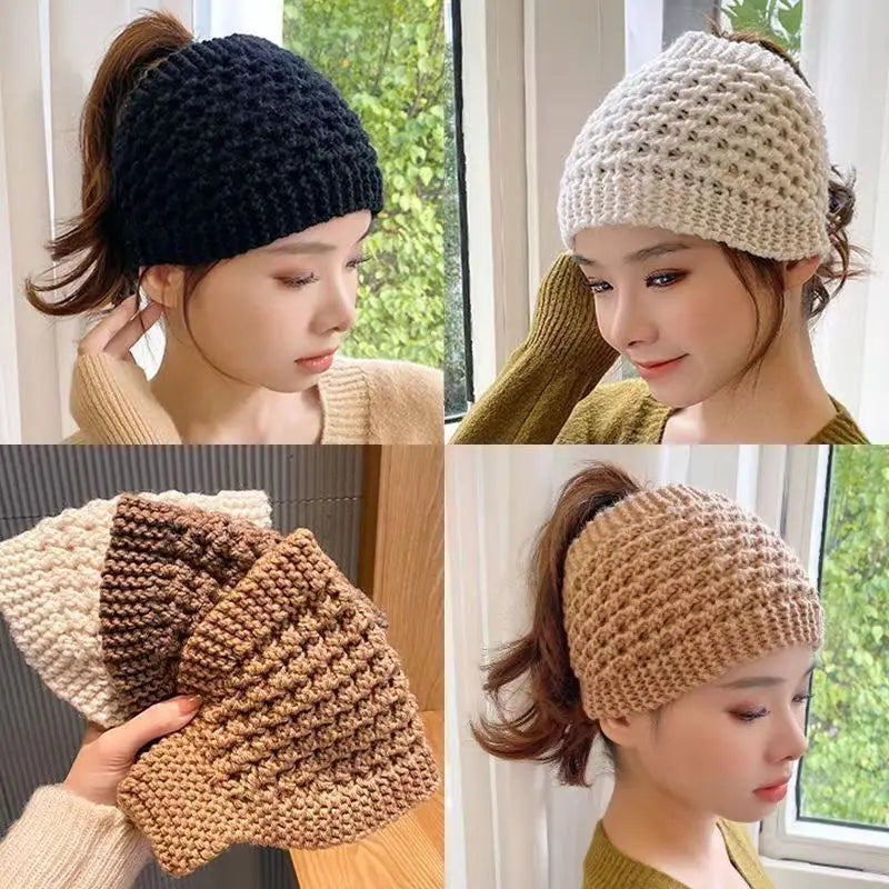 Autumn and Winter New Knitted Wool Headgear Women's Warm Ear Protectors Wool Cap Wide Headband Headband Hair Accessories
