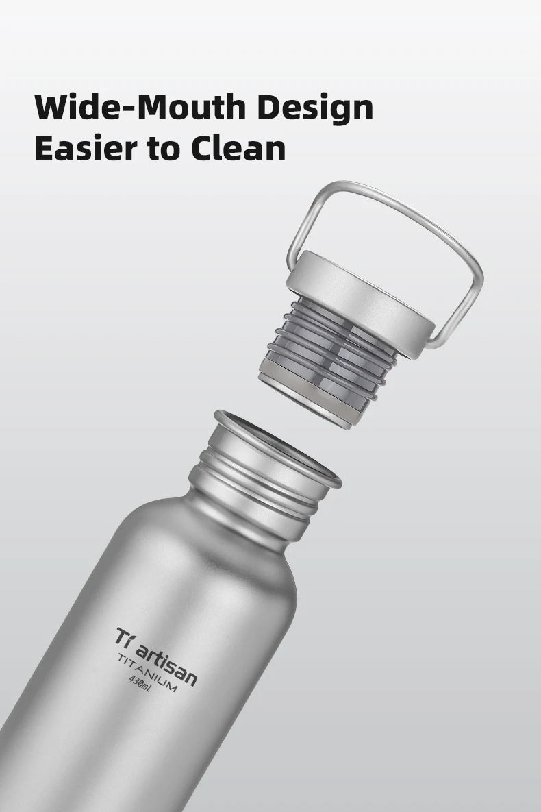 Tiartisan Titanium Ultralight Cycling Water Bottle Outdoor Hiking Climbing Drinking Bottle Reusable Wide Mouth Sports Bottle