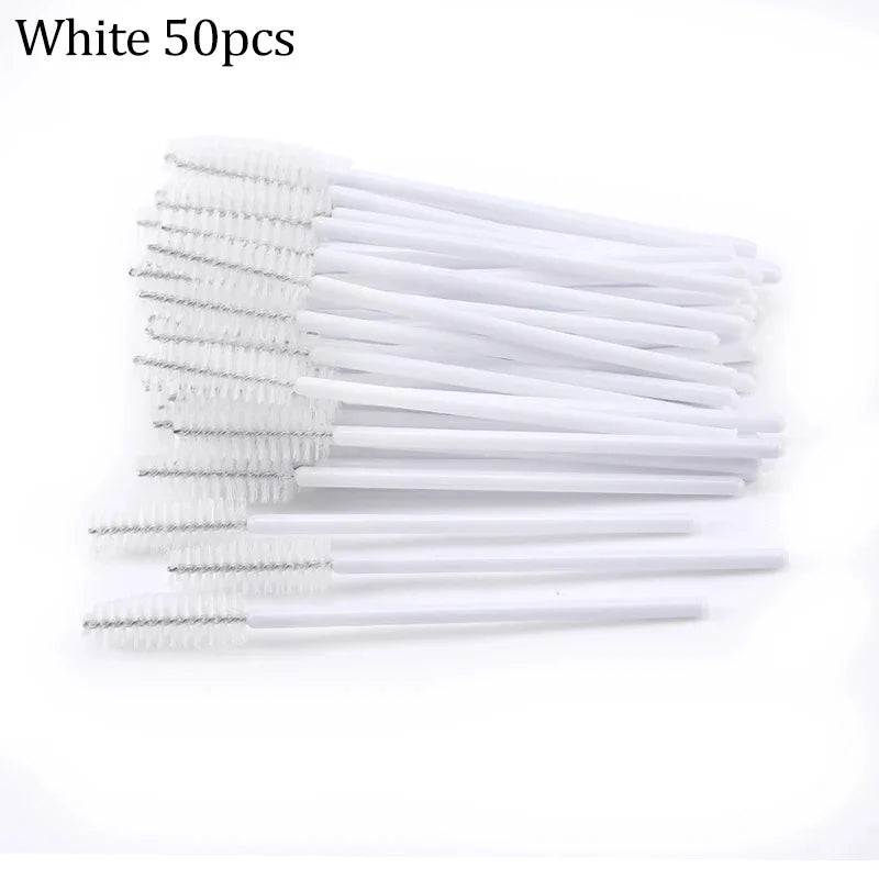 50pcs Eyelash Brushes Reusable Mascara Wands Applicator Spoolers for False EyeLashes Extension Women Lashes Cosmetic Supplies