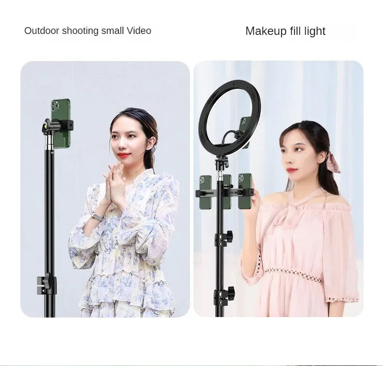 160cm Live Broadcast Tripod Landing Type Camera Anchor Selfie Light Frame Metal Thermometer Phone Holder
