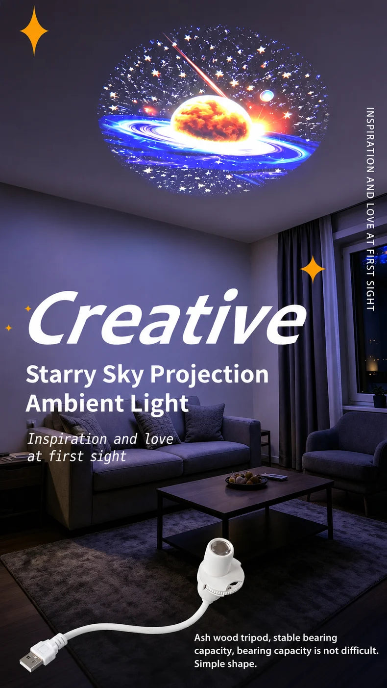 Star Projector Night Light USB Plug in 360° Rotating Starry Sky Projection Lamp For Kids Bedroom Party Gift Room Decor
