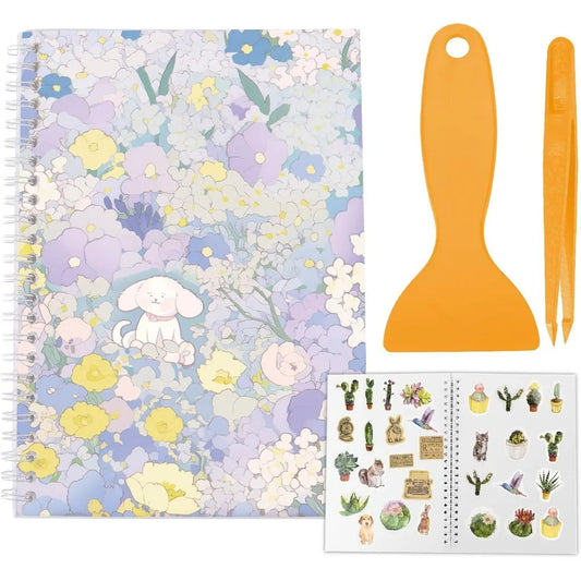 Reusable Sticker Storage Book Collecting Album A5 with Tweezer Scraper Blank Stickers Keeper Holder Organizer 40 Sheets Release