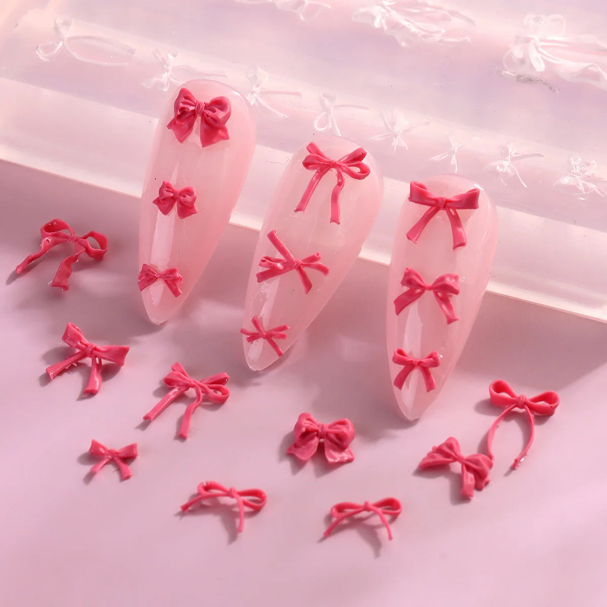 Lace Bowknot Nail Art Mold, French Manicure Silicone Stencil for DIY Nail Decoration, Nail Design Tool, Nail Printing Template