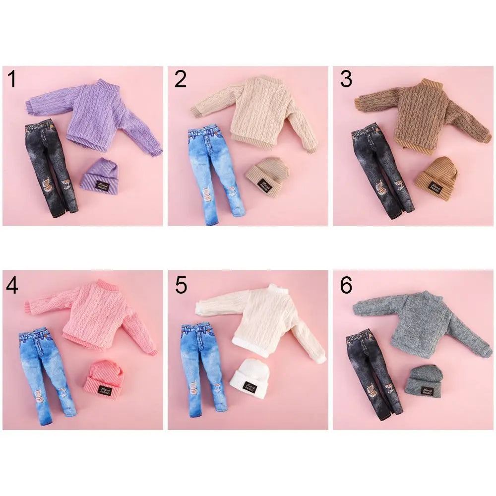1 Set 30cm  Accessories DIY Winter Wear Sweaters Casual Wear Hats Girl Clothes Dolls Pants