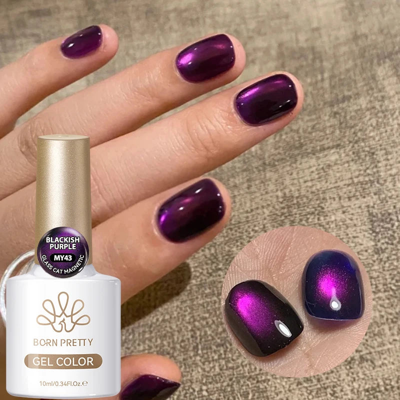 BORN PRETTY 10ml Grey Glass Bead Cat Magnetic Gel Nail Polish Black Nails Nail Art Manicure Semi Permanent Soak Off UV Gel