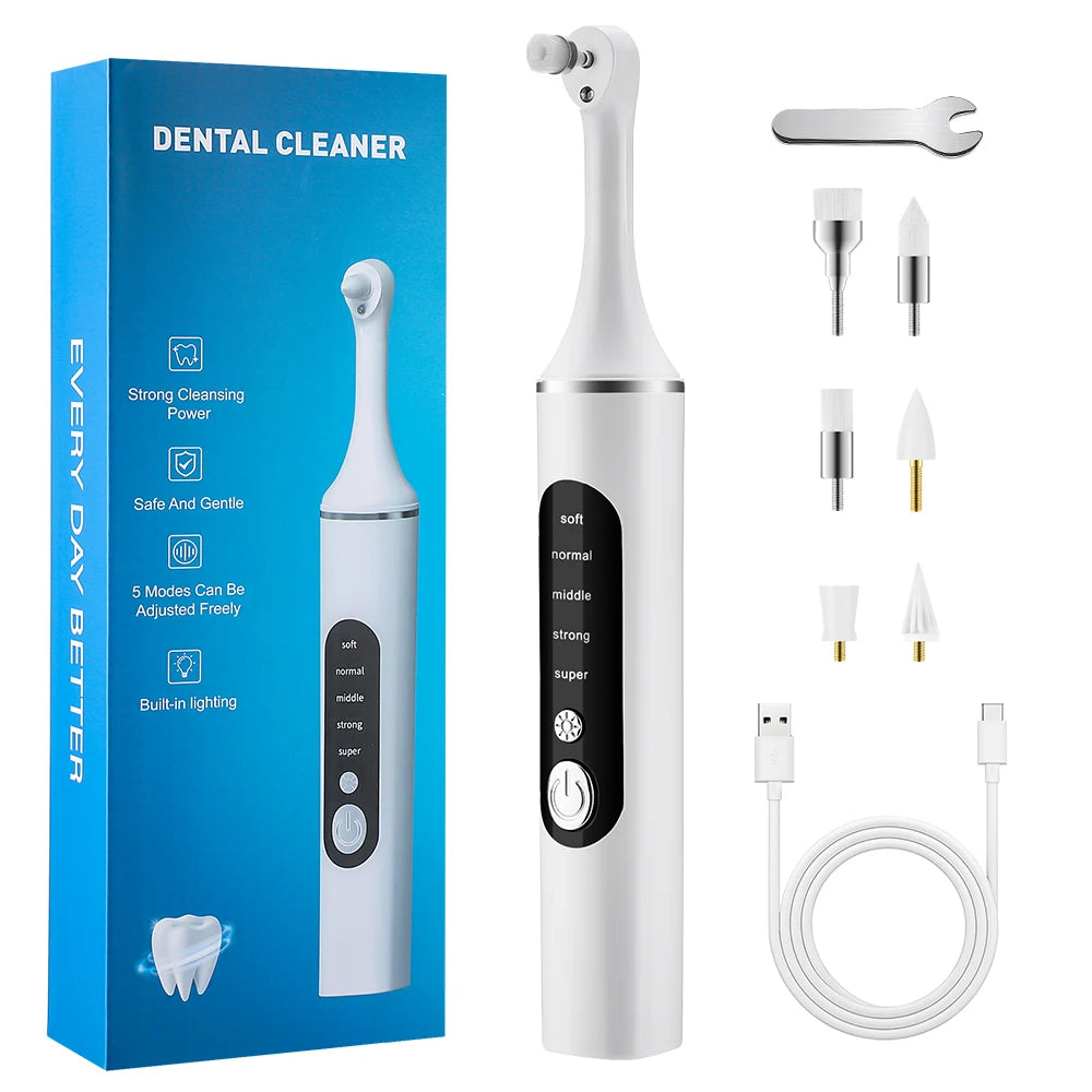 5 In 1 Electric Tooth Polisher USB Rechargeable Dental Scaler Toothbrush Tartar Plaque Calculus Remover Cleaner Teeth Whitening