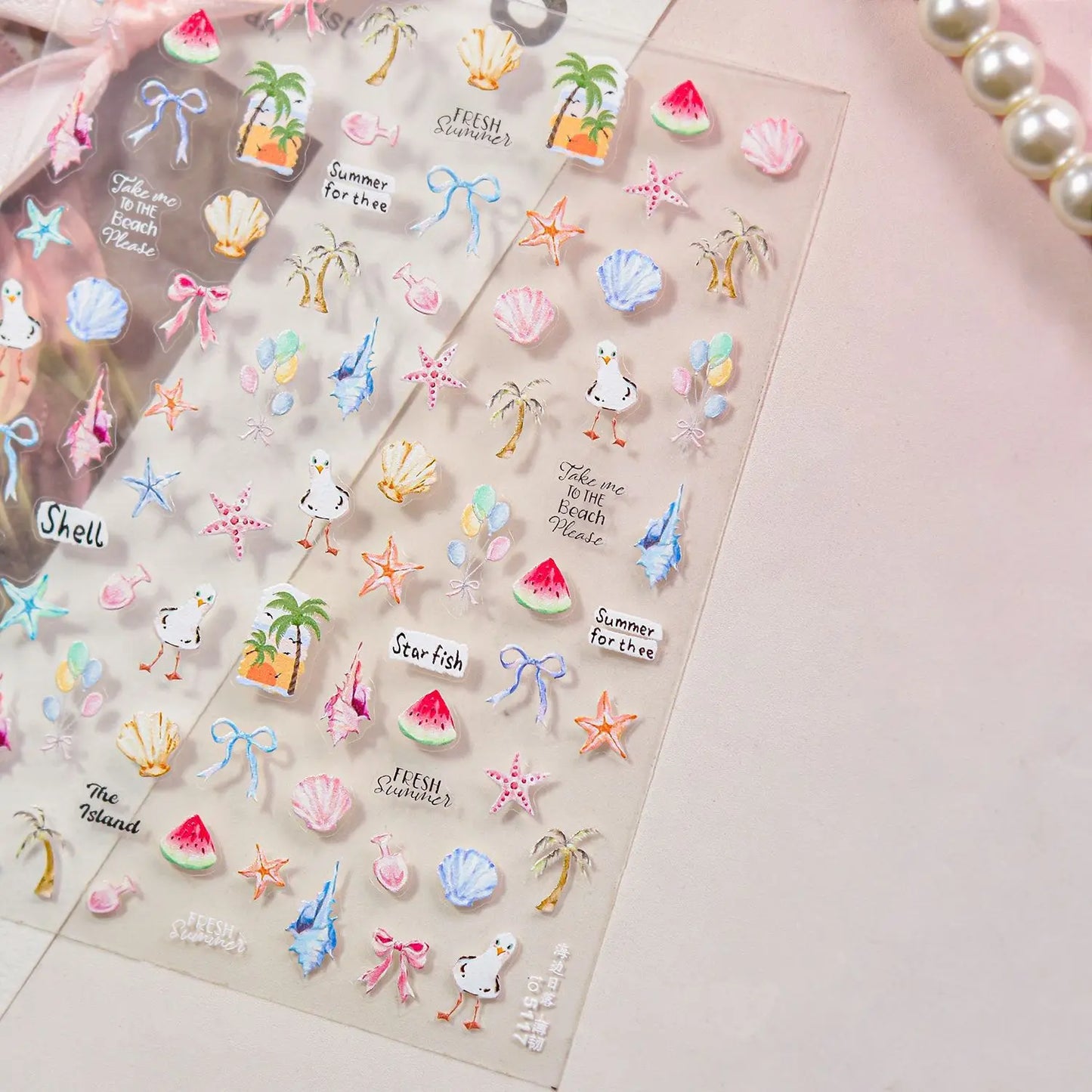 Sweet Summer Delicious Watermelon Ice Cream 5D Nail Art Sticker Elegant Bowknot Cool Ice Square Jelly Nail Decals for Manicure