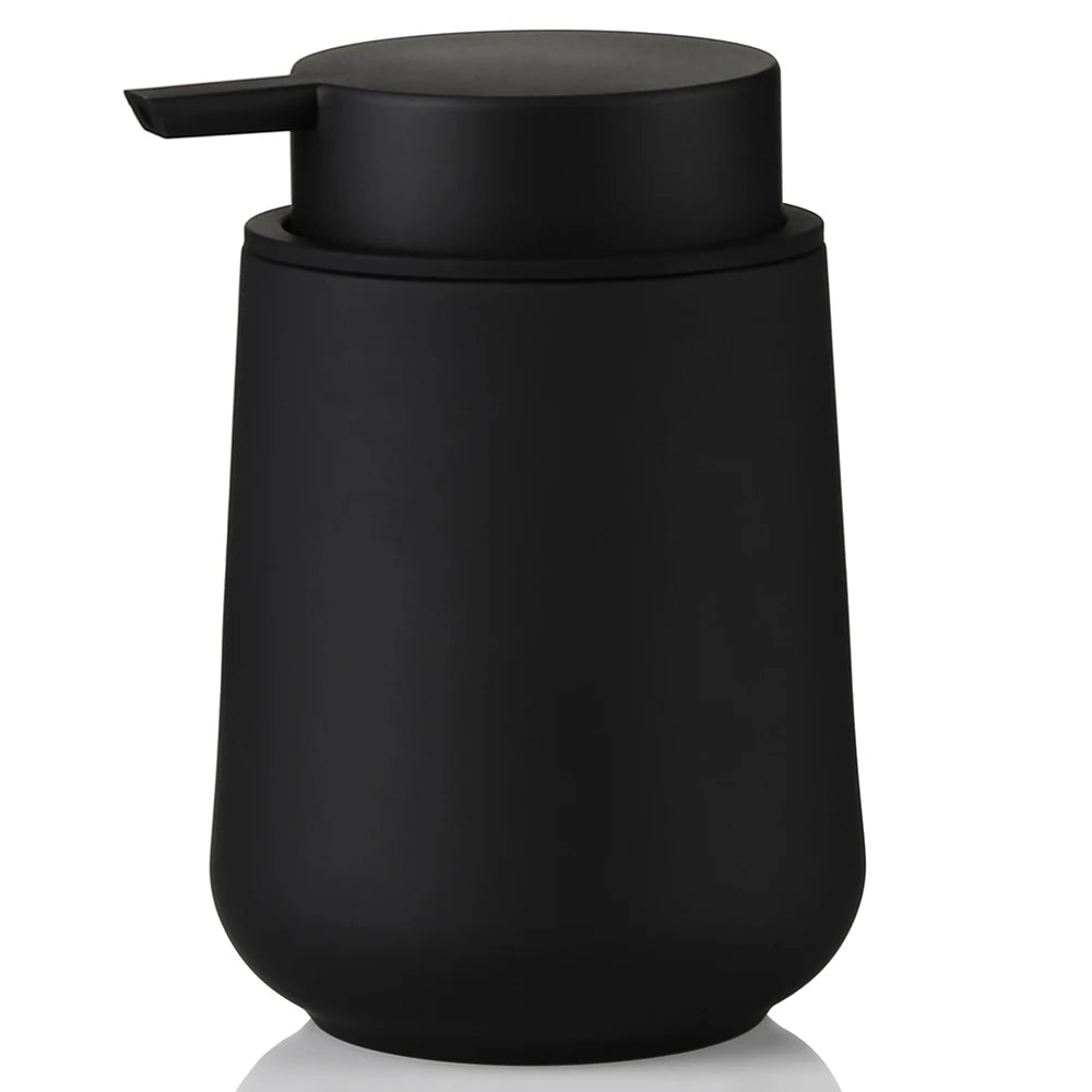 Matte Black Liquid Hand Soap Dispenser Plastic 11oz - Modern Minimalist Style for Bathroom & Kitchen Countertop Refillable