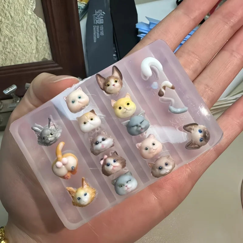 A Cartoon Silicone Nail Art Mold, Cute Cat Headgear, Hat, Pillow, Kindergarten 3D Nail Art Mold