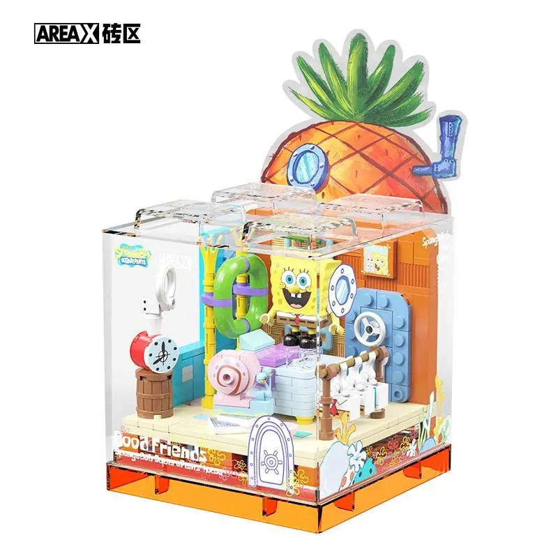 Spongebob Series Building Blocks Diy Box Patrick Star Krusty Krab Squidward Tentacles Room Model Toy Ornaments Holiday Gifts