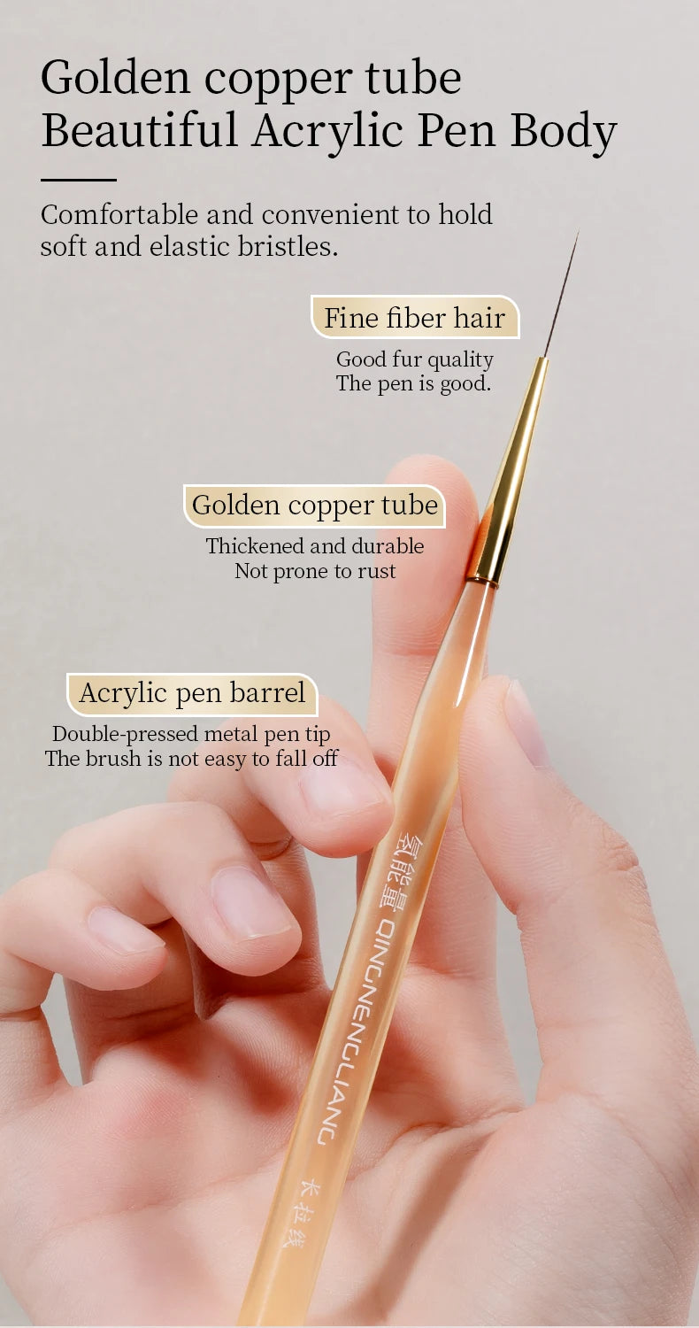 QNL 1/2/3pcs 18mm Nail Art Liner Brush Ultra Thin Long Line Drawing Pen With Cap For UV Gel Polish Painting Manicure Tool