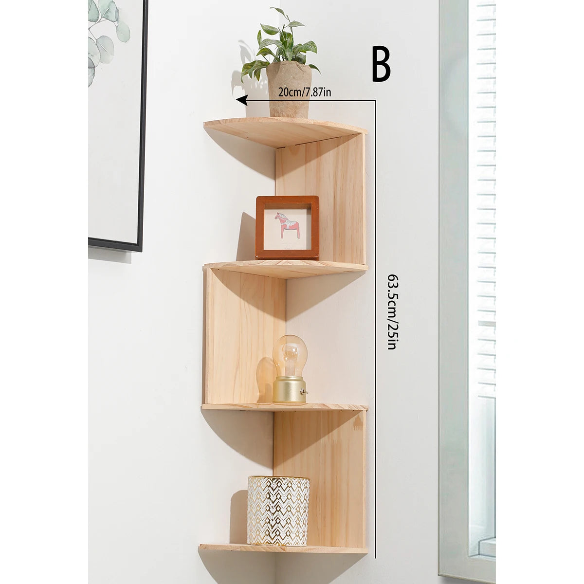 2/4-tier Wall Shelf Pvc Wooden Floating Shelves Corner Storage Rack Bookshelf Kitchen Organizers Bedroom Living Room Home Decors