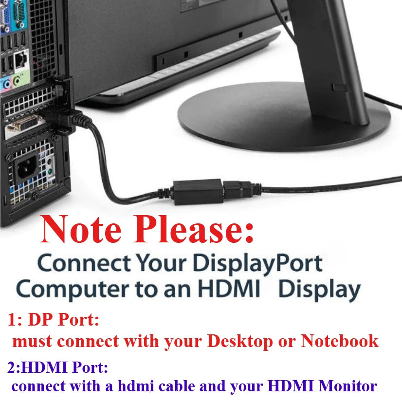 DP to HDMI Adapter Converter 4K 1080P Male to Female DisplayPort to HDMI-Compatible Video Audio Adapter Cable for PC TV Laptop