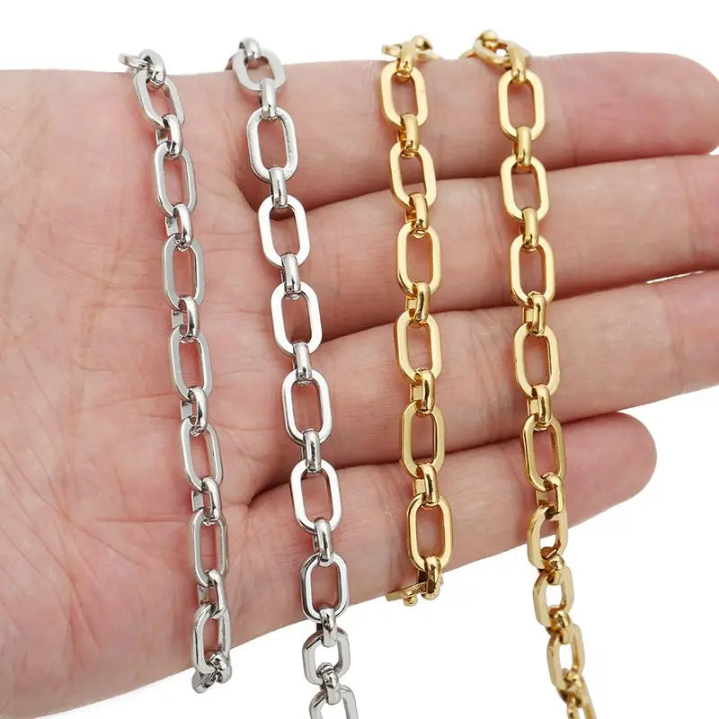 1 Meter Stainless Steel Large Heavy Chunky Hip Hop Punk Link Gold Color Chains DIY Jewelry Materials Handmade Necklace Bracelets